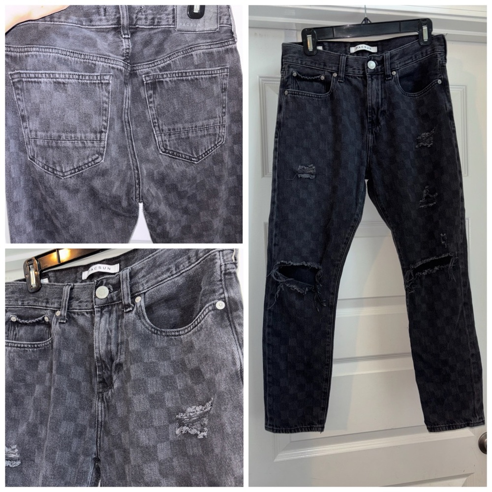 Stylish Gray Checkered Women's Jeans